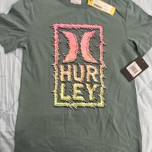 Hurley T-Shirt with Multicolor Logo on Green